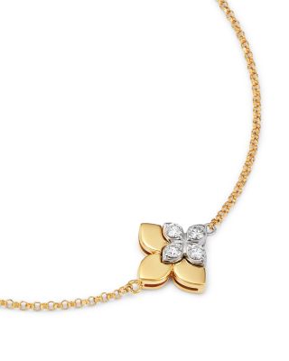 18K Yellow & White Gold Diamond Love in Verona Double Flower Bracelet, 0.09 tcw