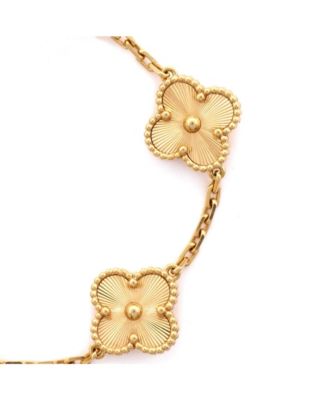 Vintage Alhambra 5 Motifs Bracelet Guilloche 18K Gold