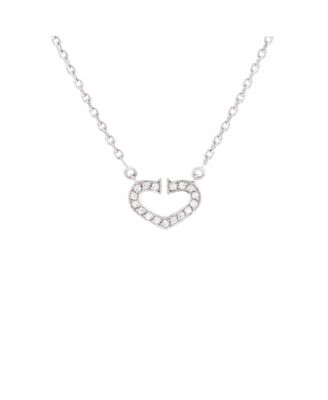 Pre-Owned Cartier - C Heart de Cartier Pendant Necklace 18K White Gold with Pave Diamonds