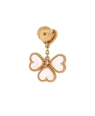 Sweet Alhambra Effeuillage Heart Earrings 18K Gold with Mother of Pearl and Diamonds