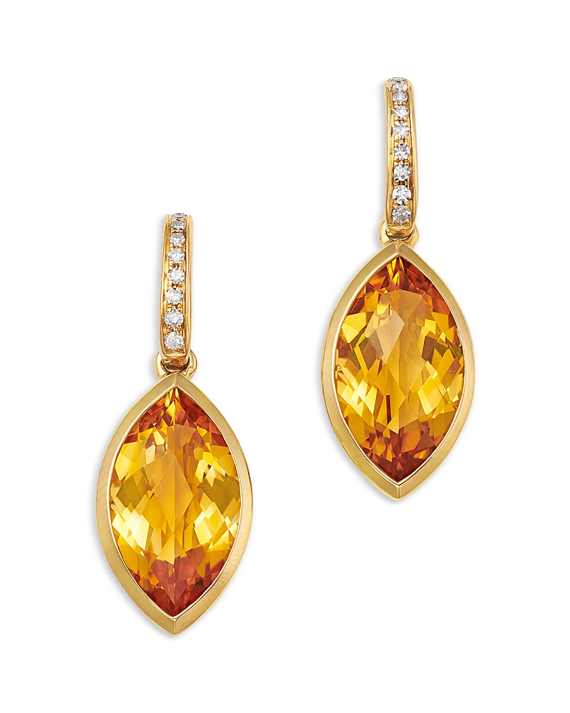 Bloomingdale's Fine Collection Citrine & Diamond Marquis Drop Earrings in 14K Yellow Gold