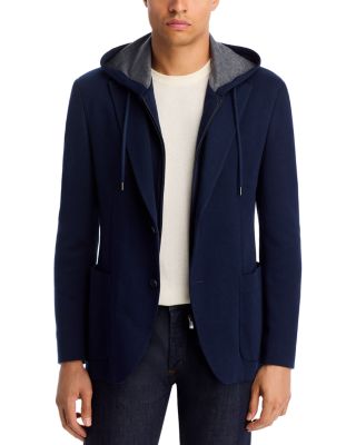 Double Face Jersey Removable Hood Slim Fit Sport Coat