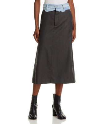 Long Denim Skirt in Long Skirt Dune/Light Blue