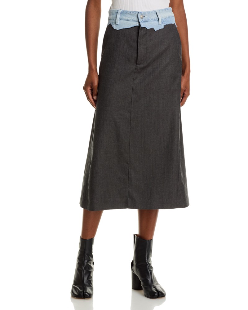 MM6 Maison Margiela Long Denim Skirt in Long Skirt Dune/Light Blue in Light/Blue