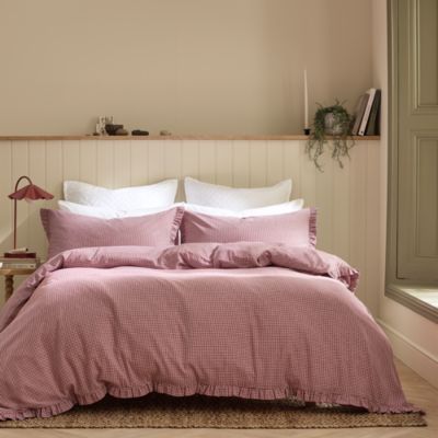 Gingham Ruffle Duvet Cover Set, Full/Queen