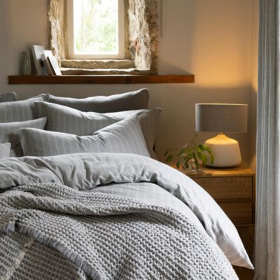 Flannel Marl Stripe Duvet Cover Set, Full/Queen