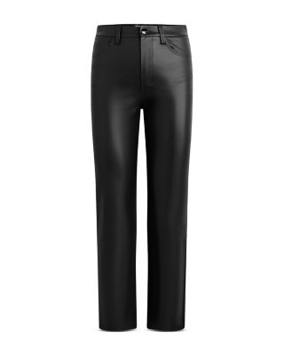 The Lyra Slim Faux Leather Jeans in Black