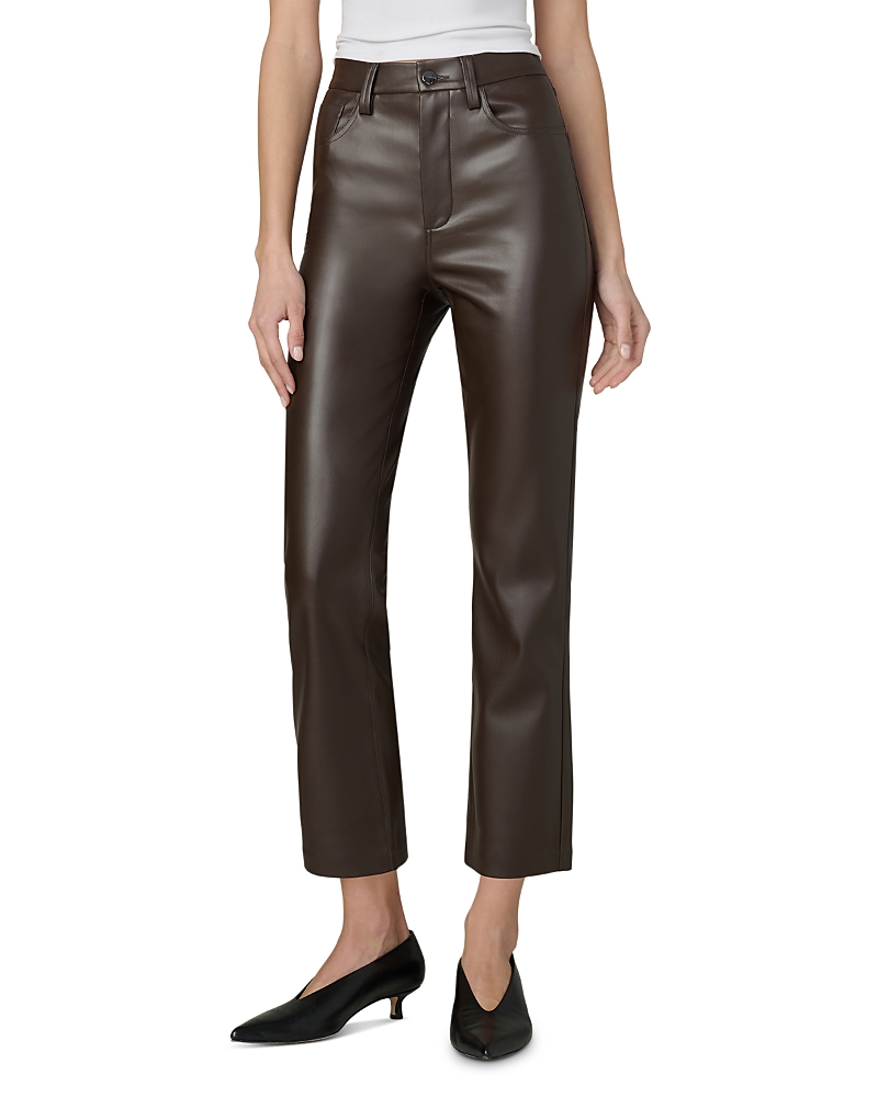 Joe's Jeans The Lyra Slim Faux Leather Jeans In Dark Chocolate In White