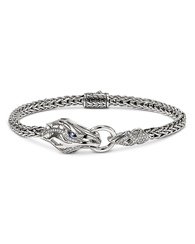 John Hardy Sterling Silver Naga Blue Sapphire & Diamond Dragon Flex Bracelet