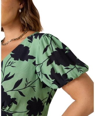 Floral Print Puff Sleeve Midi Dress