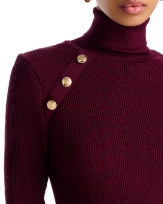 Button Trim Turtleneck Sweater - Exclusive