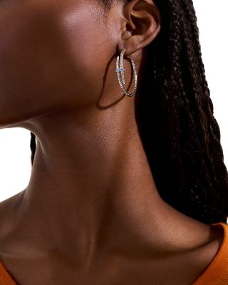 Sterling Silver Spear Blue Sapphire Coil Hoop Earrings