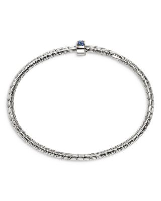 Sterling Silver Spear Blue Sapphire Flex Cuff Bracelet