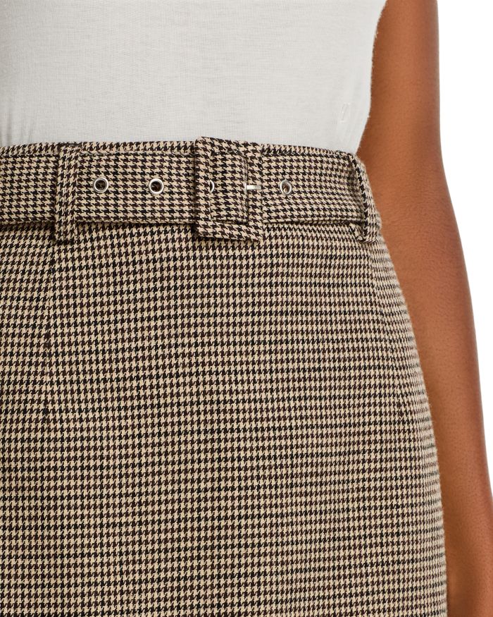 Houndstooth Belted Midi Skirt