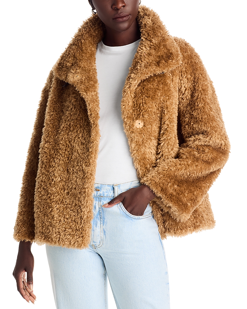 Herno Curly Faux Fur Jacket In Brown