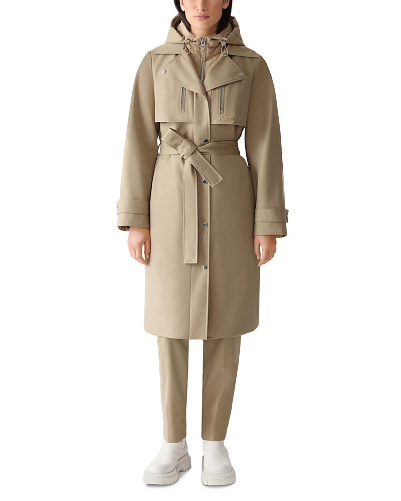 Mackage Siobhan Down Trench Coat With Removable Bib In Neutral