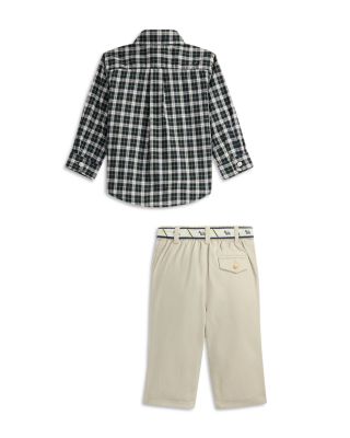 Boys' Plaid Shirt, Belt & Canvas Pant Set - Baby