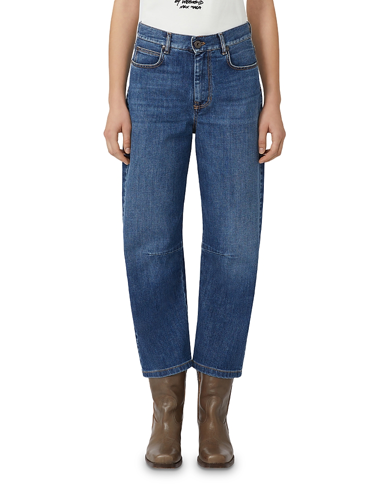 Weekend Max Mara Omens Navy Caprile Barrel-leg Denim Jeans In Blue