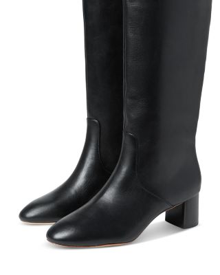Women's Gia Pointed Toe Knee-High Leather Mid-Heel Boots