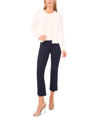 Cybill Scalloped Crewneck Cardigan Sweater