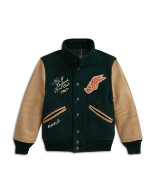 Boys' Leather Sleeve Letter Jacket - Little Kid