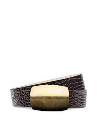 Milou Domed Croc Embossed Leather Belt