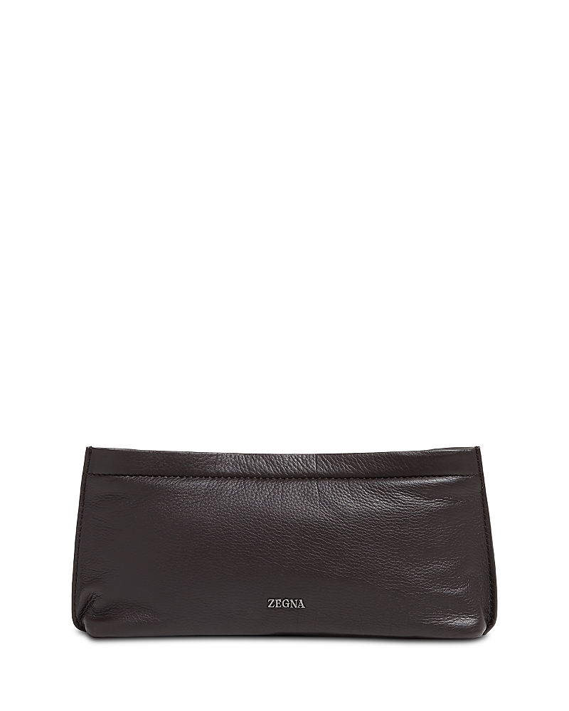 Zegna Secondskin Leather Pouch In Brown