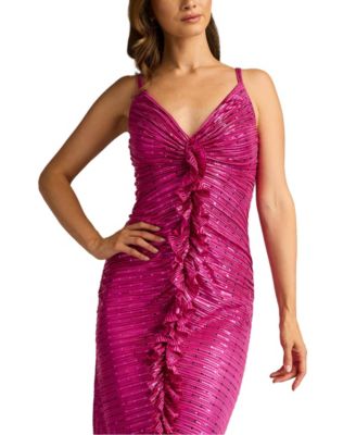   Abby Sequin Ruffle Midi Dress