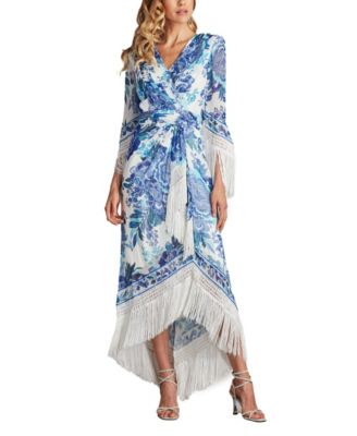 Mair Floral Print Tassel Fringe Wrap Dress