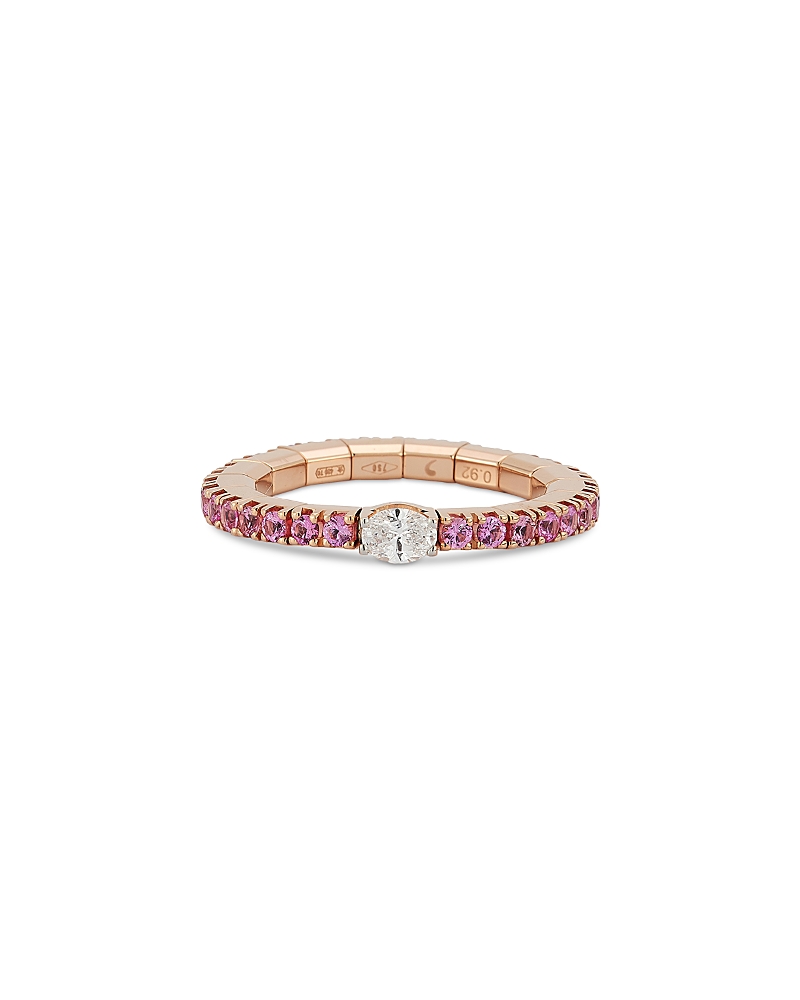 Roberto Demeglio 18k Rose Gold Extensible By Demeglio Diamond Oval & Pink Sapphire Stretch Band In Gold