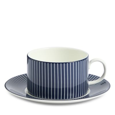 Gio Teacup & Saucer Set, Pinstripe Blue