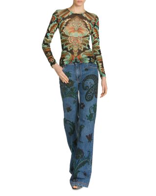 Printed Long Sleeve Jersey Top