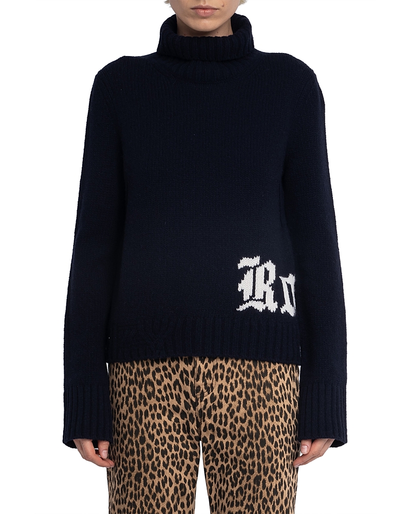 Zadig & Voltaire Nalma We Rock Merino Wool Sweater In Blue