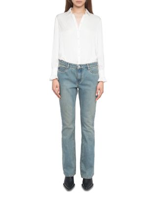 Eclip Denim High Rise Stud Trim in Light Blue