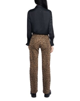 Evy High Rise Leopard Print Jeans in Daim