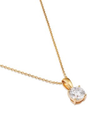 Certified Diamond Colorless Solitaire Pendant Necklace in 18K Gold