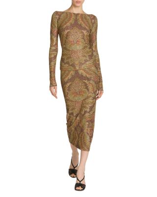 Printed Midi Pencil Skirt