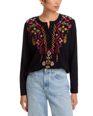 Embroidered Henley Tee