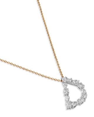 Luxe Collection Certified Mixed Cut Lab Grown Diamond Initial Pendant Necklace in 14K White & Yellow Gold, 0.5 tcw
