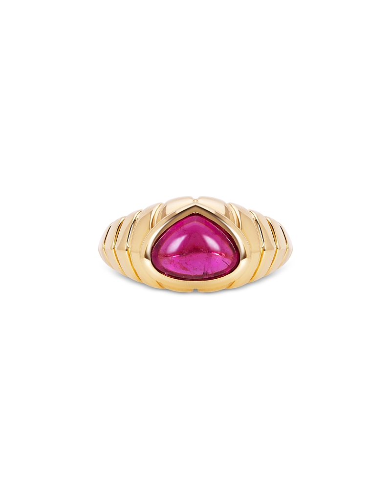 Marina B Timo Cabochon Rubellite Ring In 18k Yellow Gold In Gold