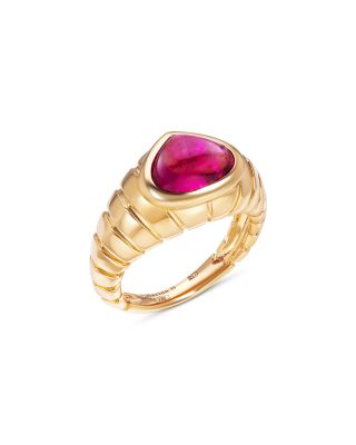 Timo Cabochon Rubellite Ring in 18K Yellow Gold