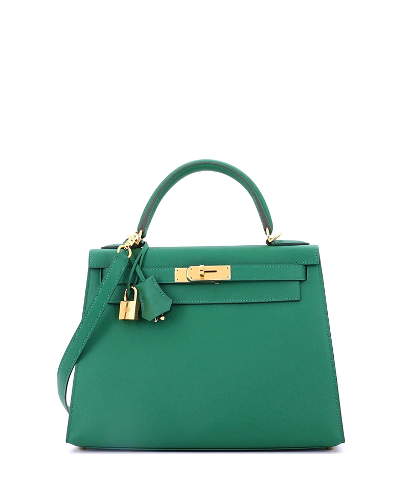 Pre-owned Pre-owned Hermes Hermes Kelly 28 Handbag Green Epsom With Gold Hardware