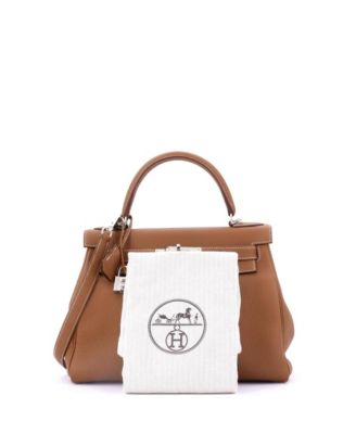 Kelly 28 Handbag Brown Togo with Palladium Hardware