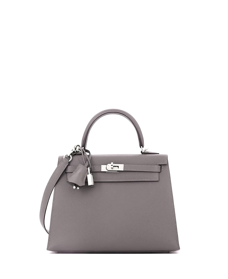 Pre-owned Pre-owned Hermes Hermes Kelly 25 Handbag Grey Epsom With Palladium Hardware In Gray
