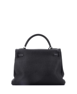 Kelly 32 Handbag Black Togo with Palladium Hardware