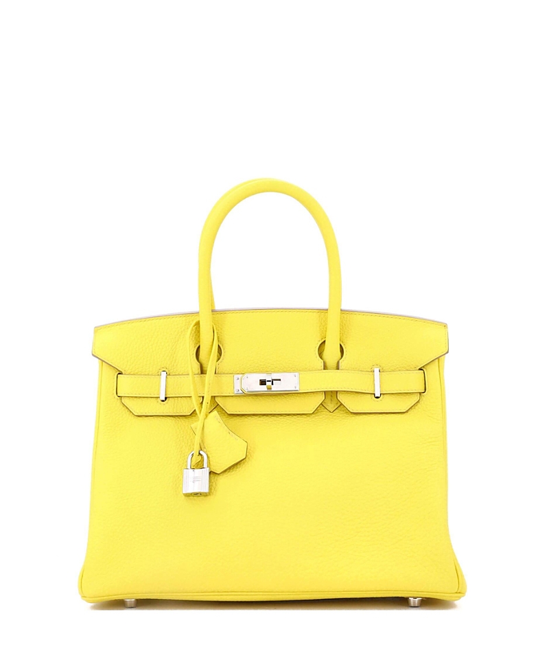 Pre-owned Pre-owned Hermes Hermes Birkin 30 Handbag Yellow Togo With Palladium Hardware In Green
