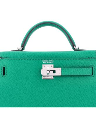 Kelly 20 Handbag Green Epsom with Palladium Hardware