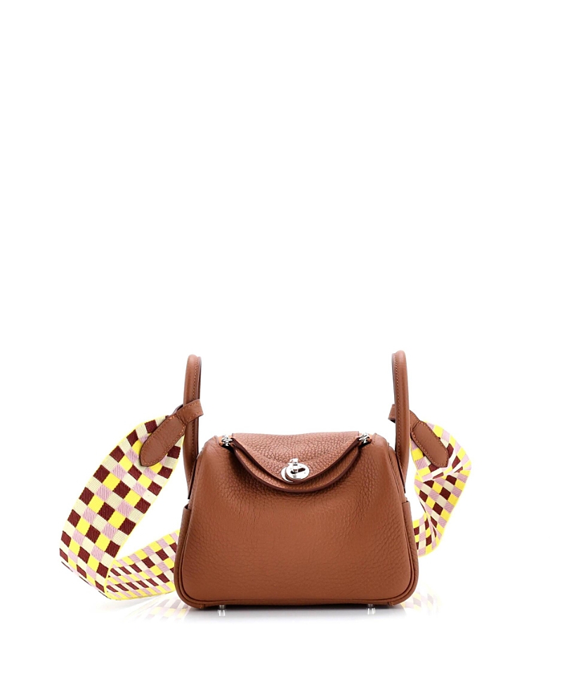 Pre-owned Pre-owned Hermes Hermes Mini Lindy Quadrille Bag Clemence With Canvas In Multi