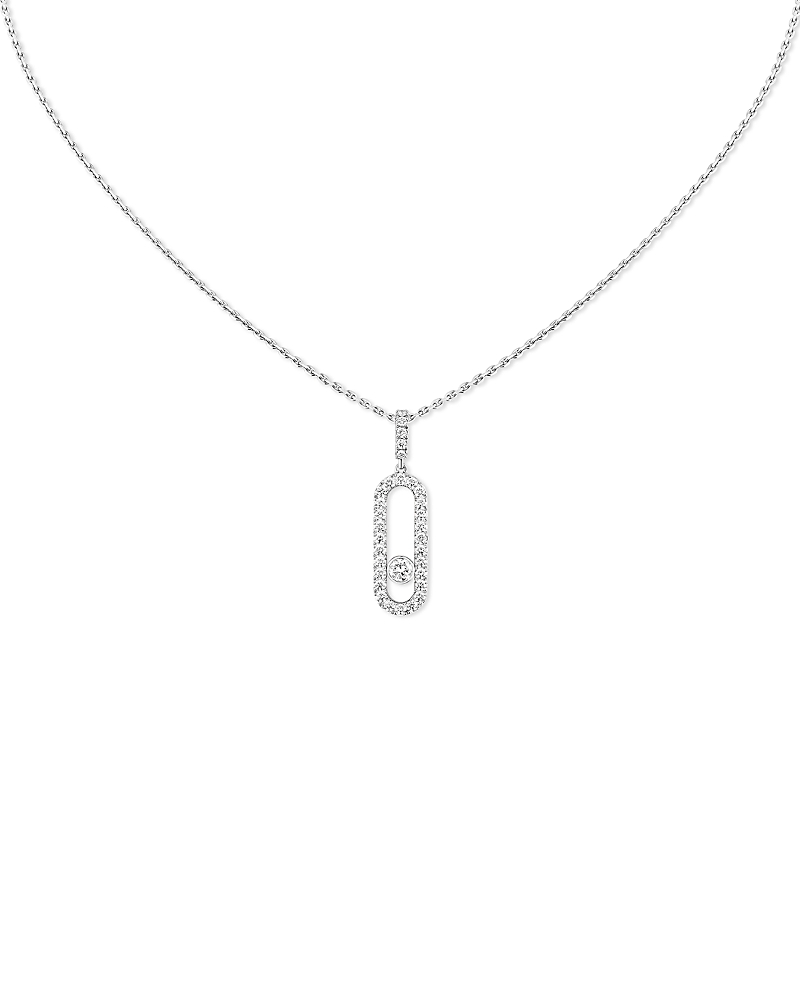 Messika Diamond Move Uno Large Model Pave Necklace In 18k Gold, 17.7, 0.35 Tcw In Metallic
