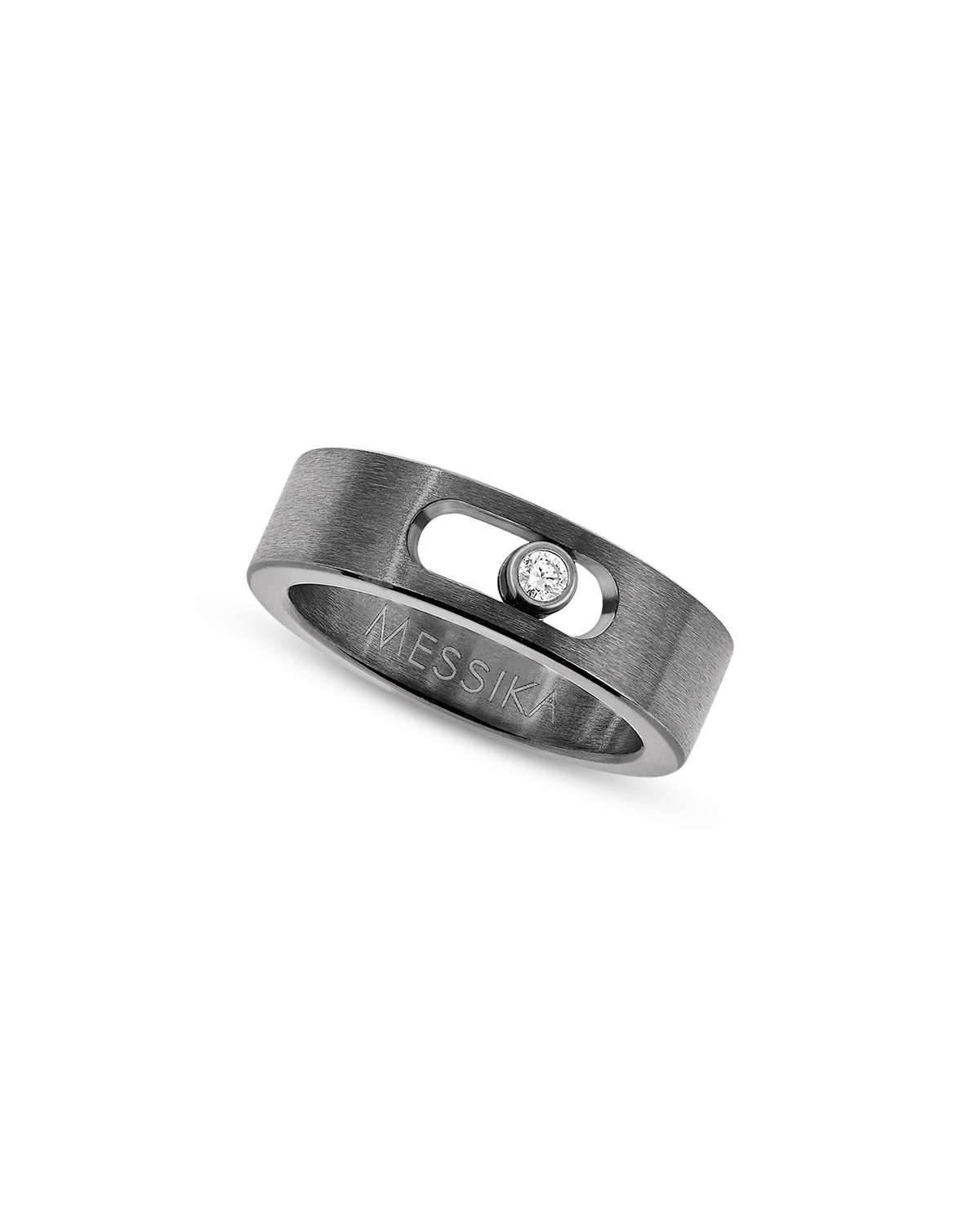 Diamond Move Titanium Graphite Small Ring in Titanium, 0.05 tcw